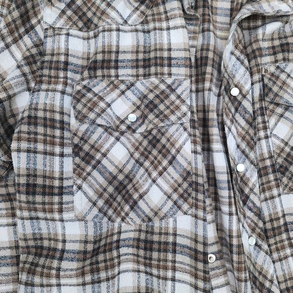 Mens LT Berne Apparel Brown Plaid Flannel Pearl Snap Western Cabincore Shirt ♥️ - Picture 7 of 7